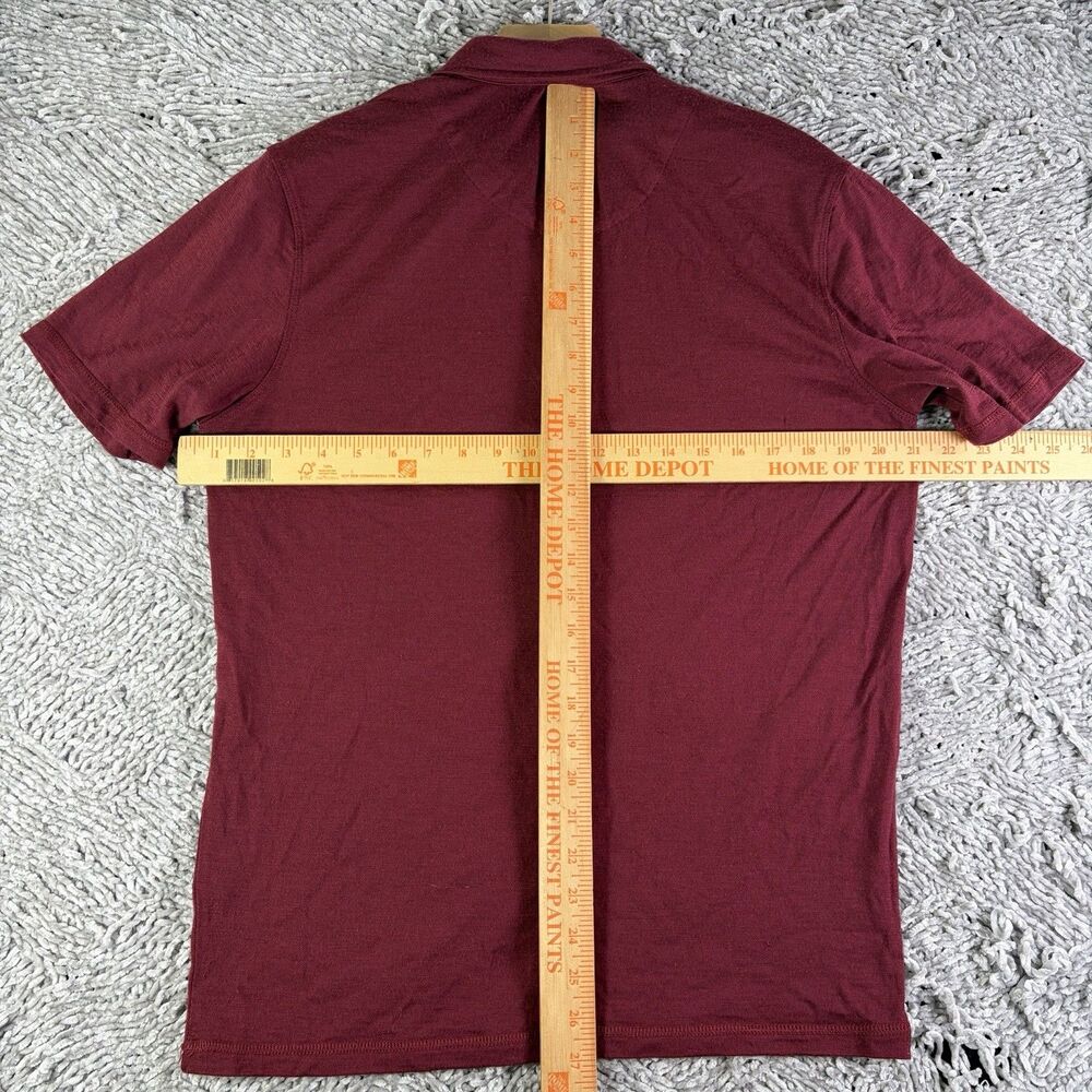 Woolly Everyday Merino Polo Shirt Mens Medium Red Short Sleeve Stretch Golf Work - Picture 5 of 6